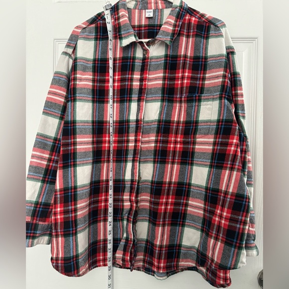 Old Navy Red Multi Plaid Top 2X Plus - Picture 5 of 9